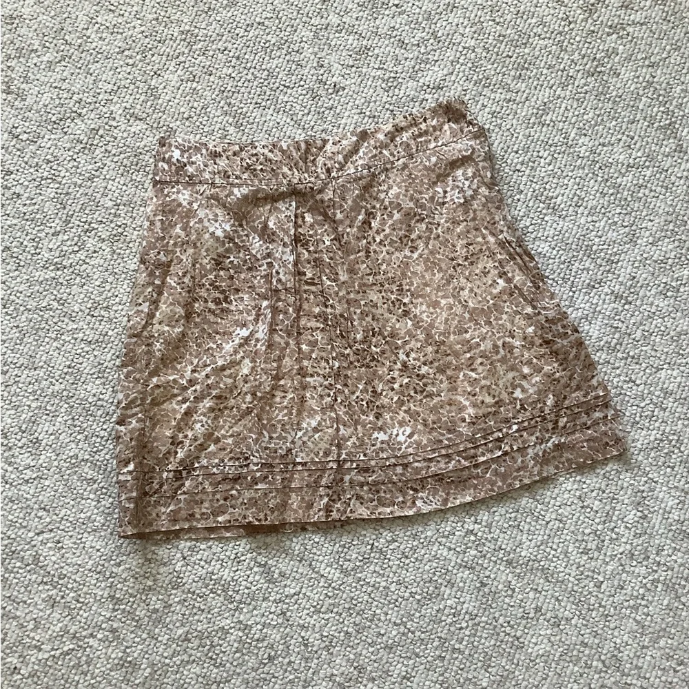 LOFT Tan Brown White Animal Print Skirt Lined 4